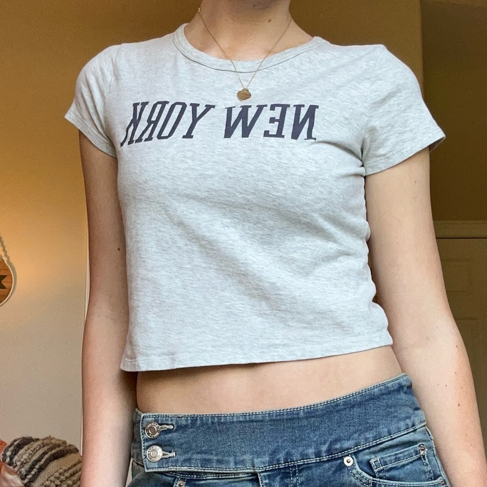 Hollister Light Gray New York Crop Top